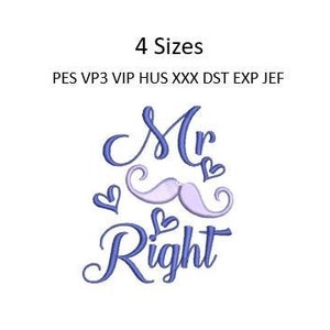 Diseño de bordado "Sr. Sra. Right", camisa de novio, toalla, boda, patrón de máquina, almohada, bastidor de 4 x 4, descarga