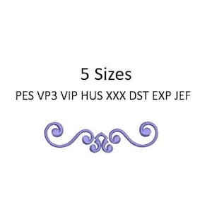 May include: 5 Sizes PES VP3 VIP HUS XXX DST EXP JEF embroidery design. The design is a purple, decorative, ornate, scroll-like border.