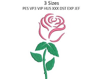 Rose Embroidery Design Flower Outline Machine Pattern 3 Sizes 4x4 Hoop Download