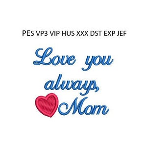 Love Always Mom Heart Design Memory Machine Bordado Design Almofada Bordado Padrão 4x4 Hoop VÁRIOS FORMATOS Download