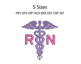 Caduceus Embroidery Design RN Nurse Doctor Scrub Machine Pattern 4x4 Hoop Download