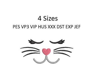 Face Embroidery Design Bunny Cat Pillow Machine Pattern 4 Sizes 4x4 Download
