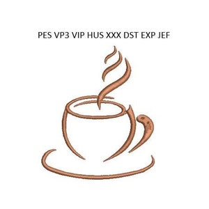 Coffee Embroidery Design Tea Machine Embroidery Pattern 4x4 Hoop MULTIPLE FORMATS Download