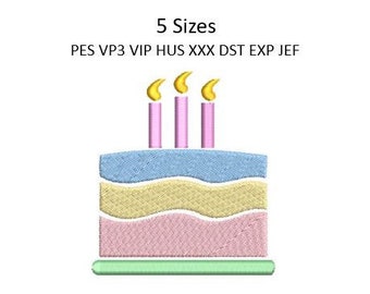 Birthday Cake Embroidery Design Machine Pattern 5 Sizes 4x4 Hoop Download