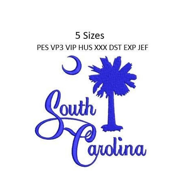 South Carolina Embroidery Design Palmetto SC State Machine Embroidery Pattern 5 Sizes 4x4 5x7 Hoop MULTIPLE FORMATS Download