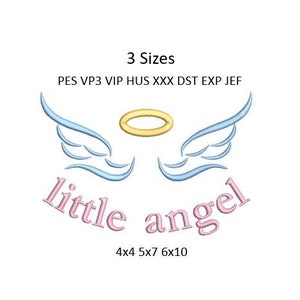 Little Angel Wings Embroidery Design Halo Baby Machine Pattern 3 Sizes 4x4 Hoop Download