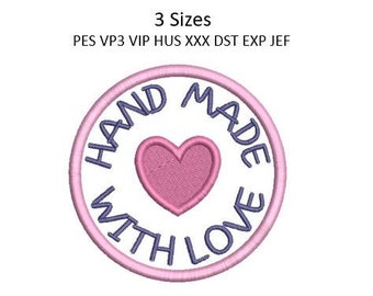 Handmade With Love Embroidery Design Label Machine Pattern 3 Sizes 4x4 Hoop Download