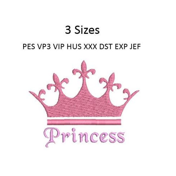 Princess Embroidery Design Crown Baby Machine Embroidery Blanket Pattern 3 Sizes 4x4 Hoop MULTIPLE FORMATS Download