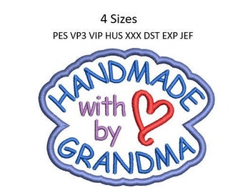 Handmade With Love Embroidery Design Label Grandma Machine Embroidery Pattern 4 Sizes 4x4 Hoop MULTIPLE FORMATS Download