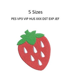 Strawberry Embroidery Design Mini Fruit Machine Embroidery Pattern 5 Sizes 4x4 Hoop MULTIPLE FORMATS Download