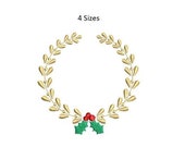 Holly Wreath Embroidery Design Christmas Monogram Machine Pattern 4x4 Hoop Download