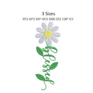 Blessed Embroidery Design Pillow Religious Daisy Machine Embroidery Pattern 3 Sizes 4x4 5x7 6x10 Hoop MULTIPLE FORMATS Download