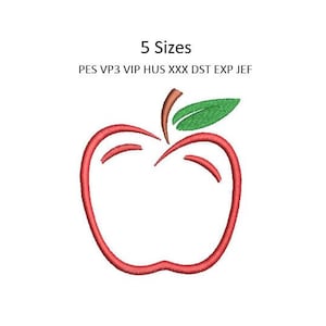 Apple Embroidery Design Monogram Towel Machine Embroidery Pattern Teacher 5 Sizes 4x4 Hoop, MULTIPLE FORMATS Download