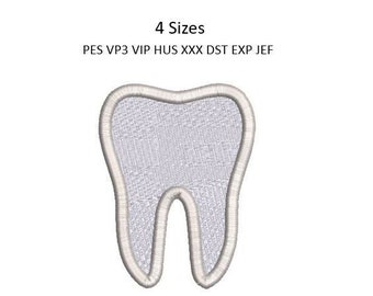 Dentist Tooth Embroidery Design Dental Fill Stitch Machine Embroidery Pattern 4 Sizs 4x4 Hoop MULTIPLE FORMATS Download