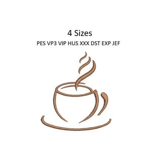 Coffee Tea Embroidery Design Towel Kitchen Machine Pattern 4 Sizes 4x4 Hoop Download