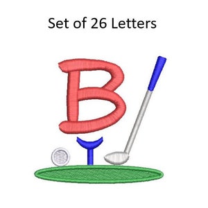 Golf Monogram Set Embroidery Alphabet Font Shirt Towel Machine Embroidery Design Pattern 4x4 Hoop MULTIPLE FORMATS Download
