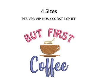 Coffee Embroidery Design Pattern Kitchen Towel Machine Embroidery 4 Sizes 4x4 Hoop MULTIPLE FORMATS Download