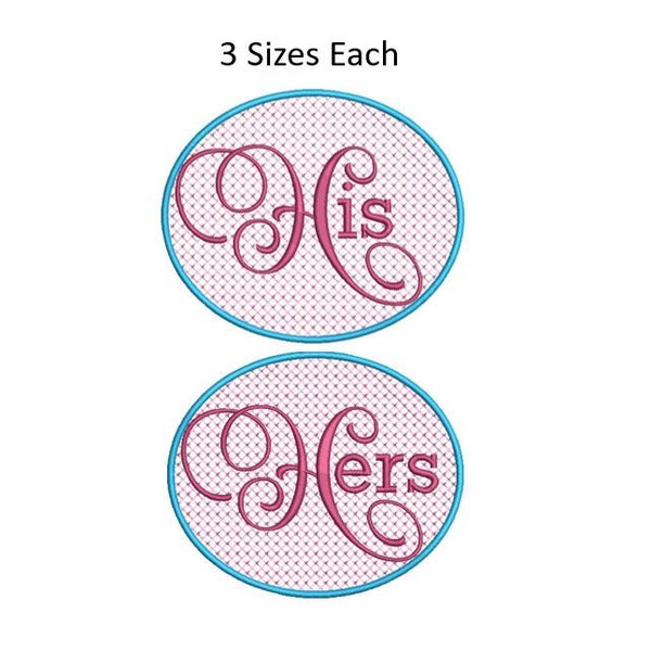 His Hers Wedding Embroidery Design Towel Monogram Machine Embroidery Pattern 3 Sizes 4x4 5x7 6x10 MULTIPLE FORMATS Download