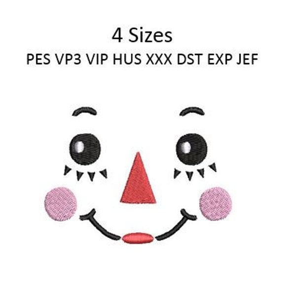 Doll Face Embroidery Design Rag Doll Machine Embroidery Pattern 4 Sizes 4x4 Hoop MULTIPLE FORMATS Download