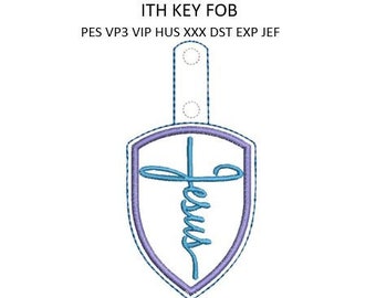 Jesus Embroidery Design In The Hoop ITH Snap Tab Rivet Key Fob Cross Machine Pattern 4x4 Download