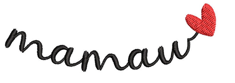 Mamaw Embroidery Design Heart Script Grandmother Collar Cuff Machine ...