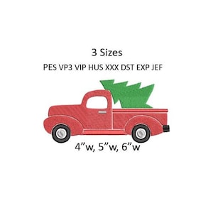 Christmas Vintage Truck Embroidery Design Vintage Red Truck Embroidery Pattern 3 Sizes 4x4 Hoop MULTIPLE FORMATS Download