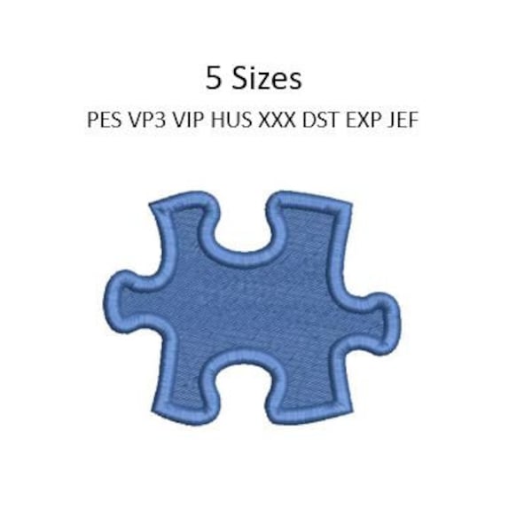 Mini Puzzle Piece Embroidery Design Autism Awareness Jigsaw Towel Machine Embroidery Pattern 5 Sizes 4x4 Hoop MULTIPLE FORMATS Download