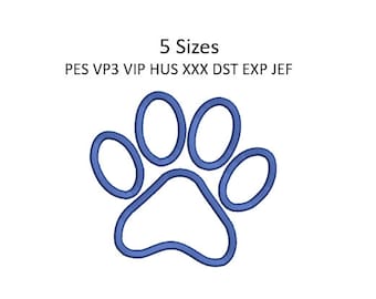 Dog Cat Paw Outline Embroidery Design Pawprint Machine Embroidery Pattern 5 Sizes MULTIPLE FORMATS Download