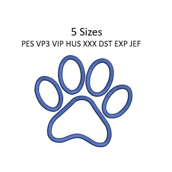 Dog Cat Paw Outline Embroidery Design Pawprint Machine Embroidery Pattern 5 Sizes MULTIPLE FORMATS Download