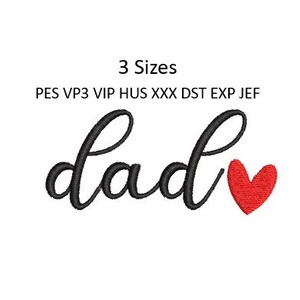 May include: Black cursive text that reads "dad" with a red heart to the right.