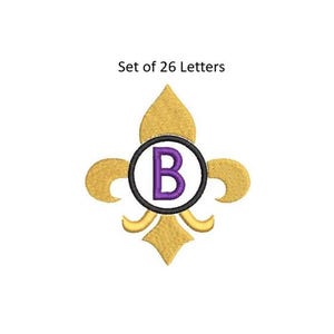 Fleur De Lis borduurwerk monogram alfabet lettertype shirt hoodie machine borduurwerk ontwerppatroon set 4 x 4 hoepel meerdere formaten downloaden