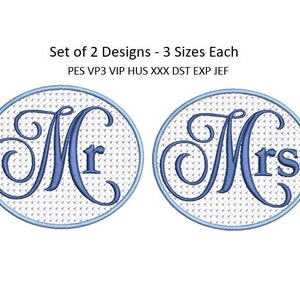 Mr Mrs Hochzeitsstickerei Design Handtuch Monogramm Maschinenstickerei Muster 3 Größen 10x10 MEHRFACHE FORMATEN Download