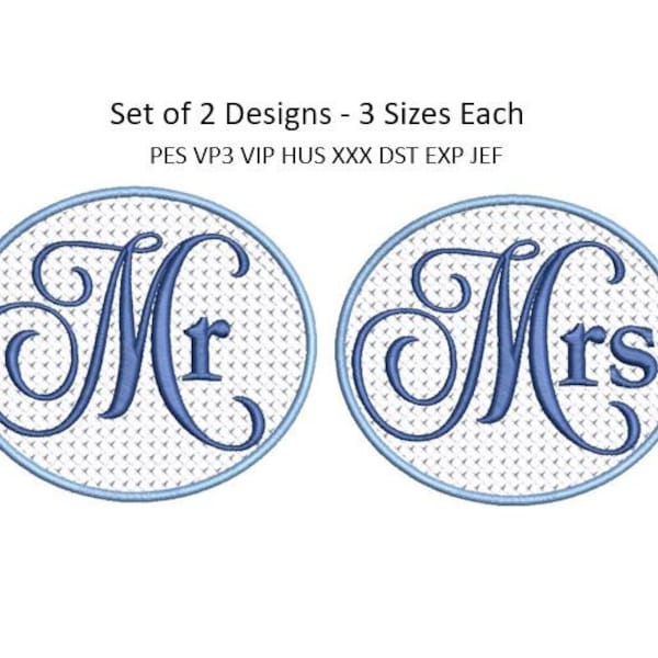 Mr Mrs Wedding Embroidery Design Towel Monogram Machine Embroidery Pattern 3 Sizes 4x4 MULTIPLE FORMATS Download