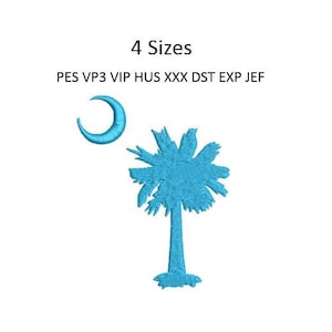South Carolina State Embroidery Design Palmetto Pillow Machine Embroidery Pattern 4 Sizes 4x4 Hoop MULTIPLE FORMATS Download