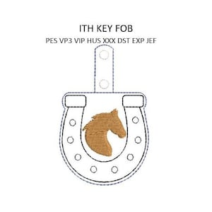 Horse Shoe Horseshoe Embroidery In The Hoop ITH Snap Tab Rivet Key Fob Embroidery Design Key Chain Machine Embroidery 4x4 Hoop Download