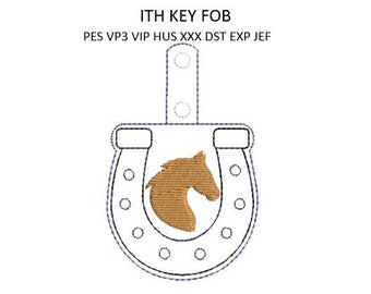 Horse Shoe Horseshoe Embroidery In The Hoop ITH Tab Rivet Key Fob Machine Pattern 4x4 Download
