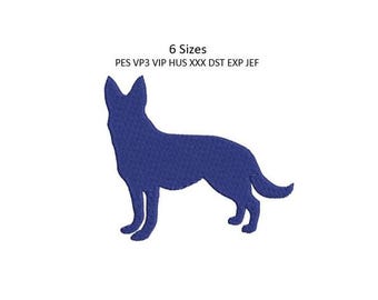 German Shepherd Embroidery Design Silhouette GSD Dog Machine Pattern 6 Sizes 4x4 Download