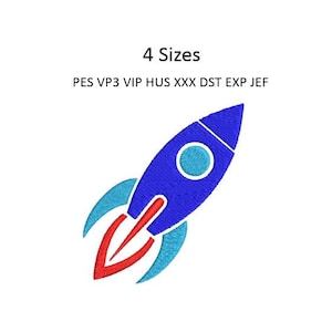 Rocket Embroidery Design Boy Shirt Hoodie Sweatshirt Machine Embroidery Design 4 Sizes 4x4 Hoop MULTIPLE FORMATS Download
