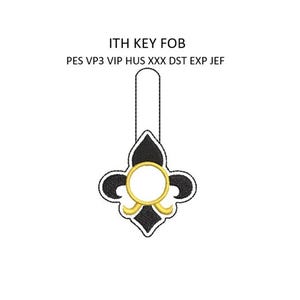 Fleur De Lis Embroidery ITH In The Hoop Snap Tab Rivet Key Fob Embroidery Design Key Chain Machine Embroidery Pattern 4x4 Hoop Download