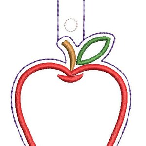 Apple Embroidery Design in the Hoop ITH Tab Rivet Key Fob Chain Machine ...