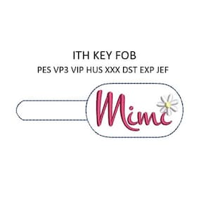 Mimi Embroidery Design In The Hoop ITH Snap Tab Rivet Key Fob Chain Machine Embroidery Pattern MULTIPLE FORMATS Download
