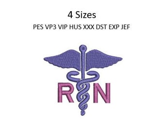 Caduceus Embroidery Design RN Nurse Doctor Scrub Machine Pattern 4 Sizes 4x4 Hoop Download