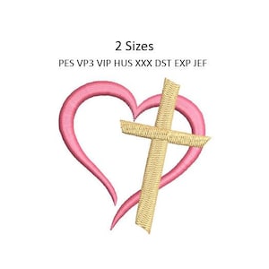 Cross Heart Christian Embroidery Design Crucifix Religious Towel Machine Embroidery 2 Sizes 4x4 Hoop MULTIPLE FORMATS Download