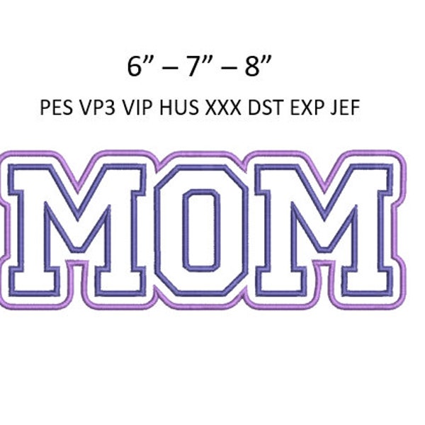 Mom Embroidery Design Mom Mother Sweatshirt Hoodie Shirt Large Machine Embroidery Pattern 3 Sizes MULTIPLE FORMATS Download