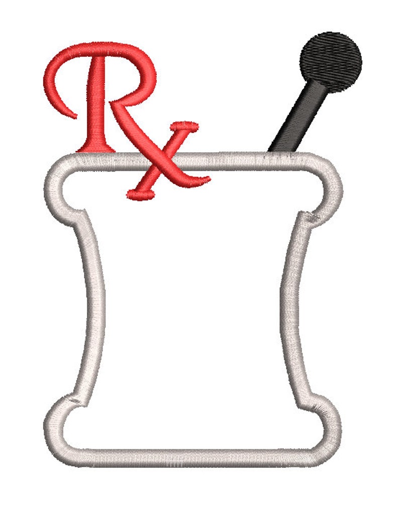 RX Mortar and Pestle Embroidery Design Pharmacy Pharmacist Monogram ...