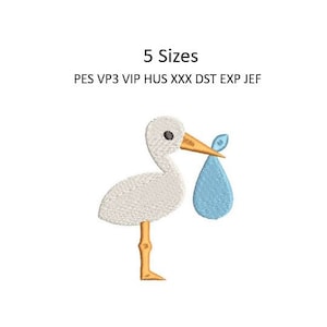 Baby Stork Embroidery Design Animal Nursery Blanket Pillow Towel Machine Embroidery Pattern 5 Sizes 4x4 Hoop MULTIPLE FORMATS Download