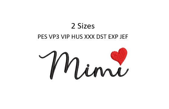Mimi Heart Embroidery Design Heart Hat Script Machine - Etsy