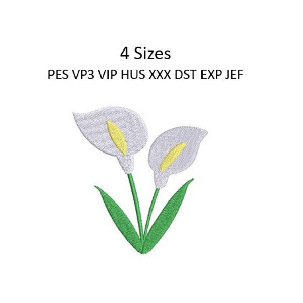 Calla Lily Embroidery Design Flower Lily Machine Embroidery Pattern 4 Sizes 4x4 Hoop MULTIPLE FORMATS Download