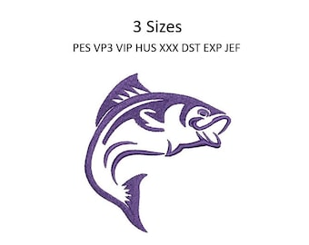 Fish Embroidery Design Fishing Hat Machine Pattern 3 Sizes 4x4 Hoop Download