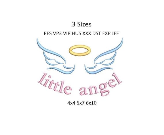 Angel Wings Embroidery Design Baby Halo Embroidery Pattern 5 Sizes 4x4 Hoop Multiple Formats Download